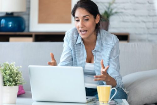Woman on virtual support group